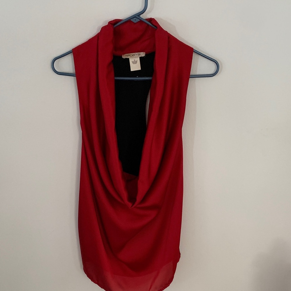 ARDEN B - Y2K Low-Cut Cowl Neck Top w/ Black Racerback - Sleeveless